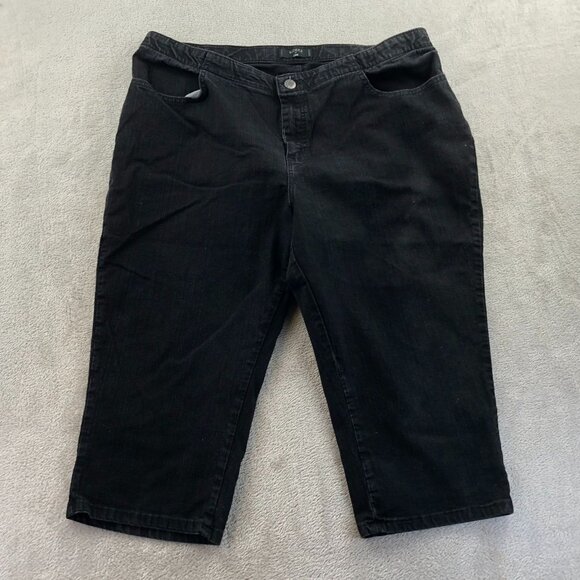 Riders By Lee Womens Capri Jeans Size 16W Black Denim Classic Casual Cropped - Picture 10 of 11